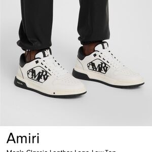 AMIRI White Leather Low-Top Sneakers with Black Logo
